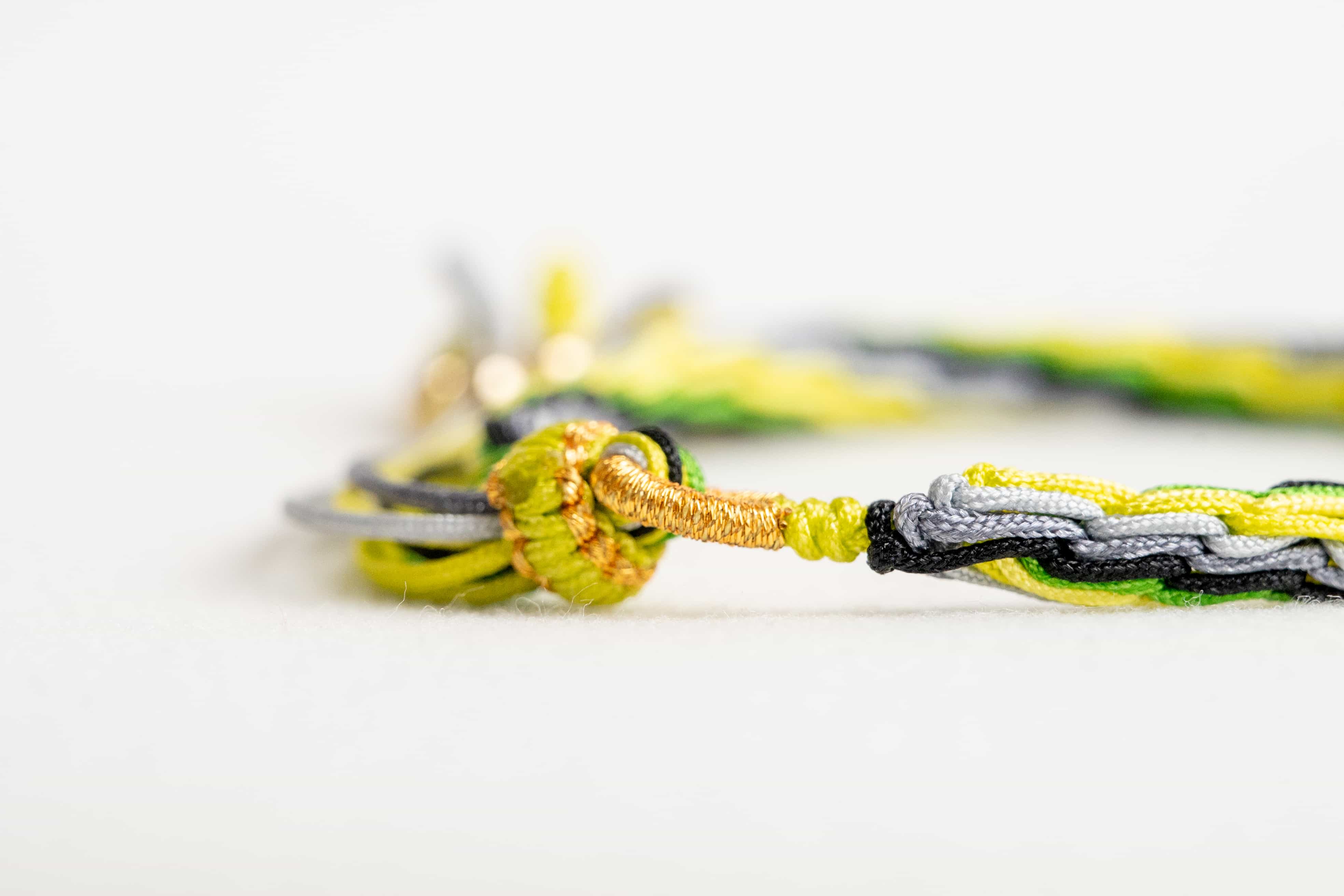 "SUMMER SOLSTICE": Yellow, Green & Grey Handmade Braided Bracelet for Optimism