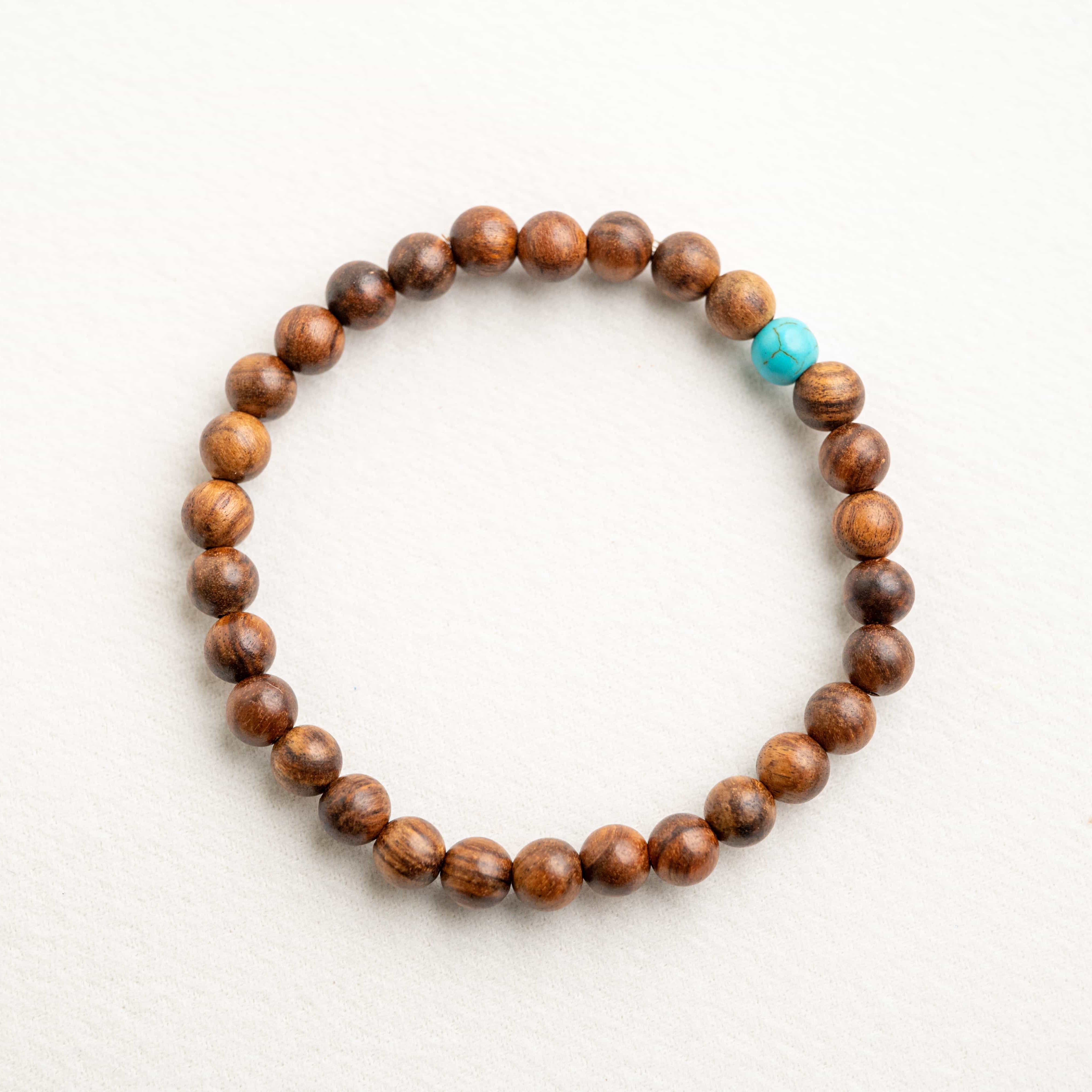 HEALING PROTECTION: Agarwood Beads Bracelet with Turquoise Center Stone