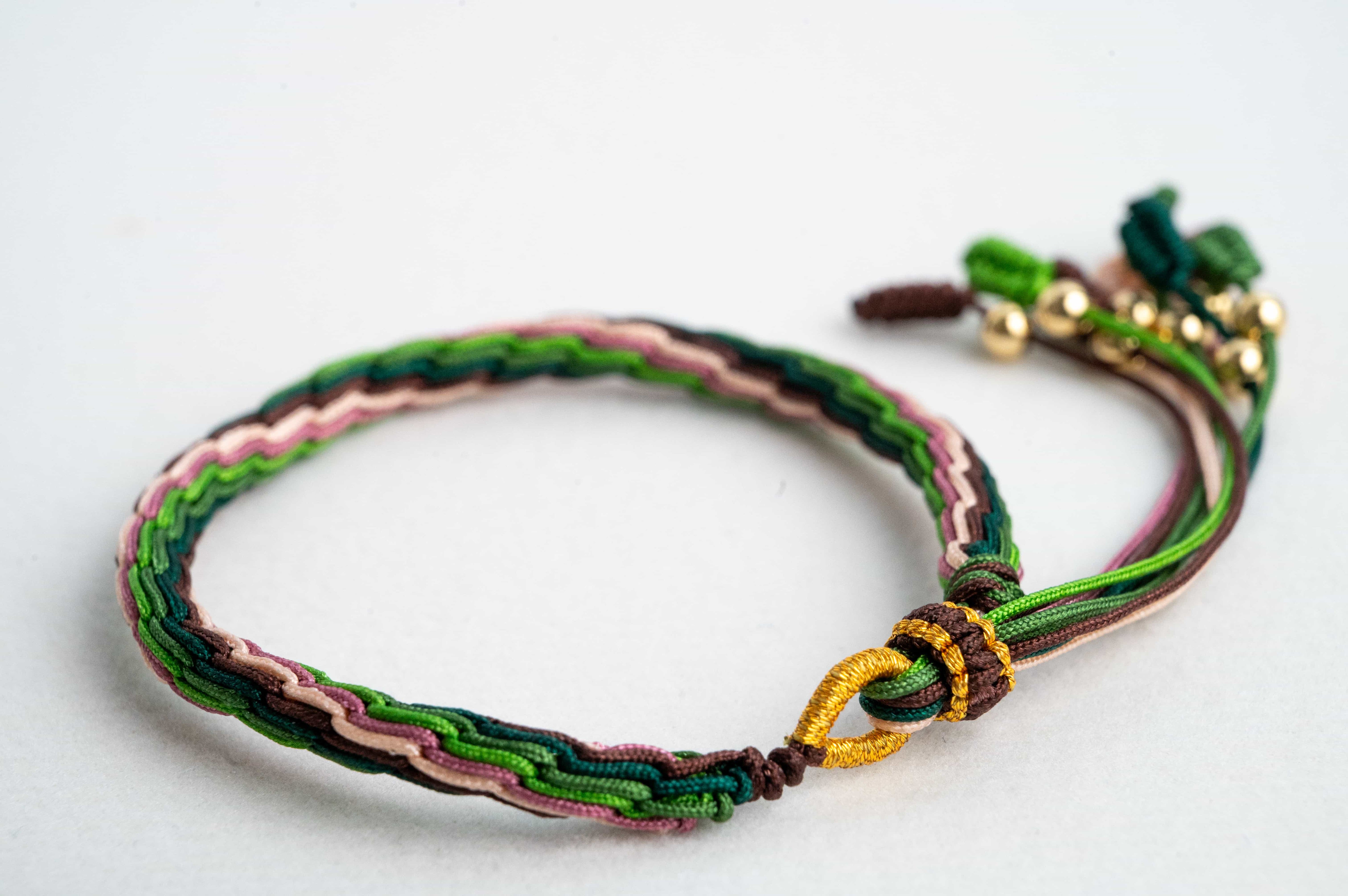 "BEGINNING OF WINTER": Green & Brown Handmade Braided Bracelet for Forgiveness