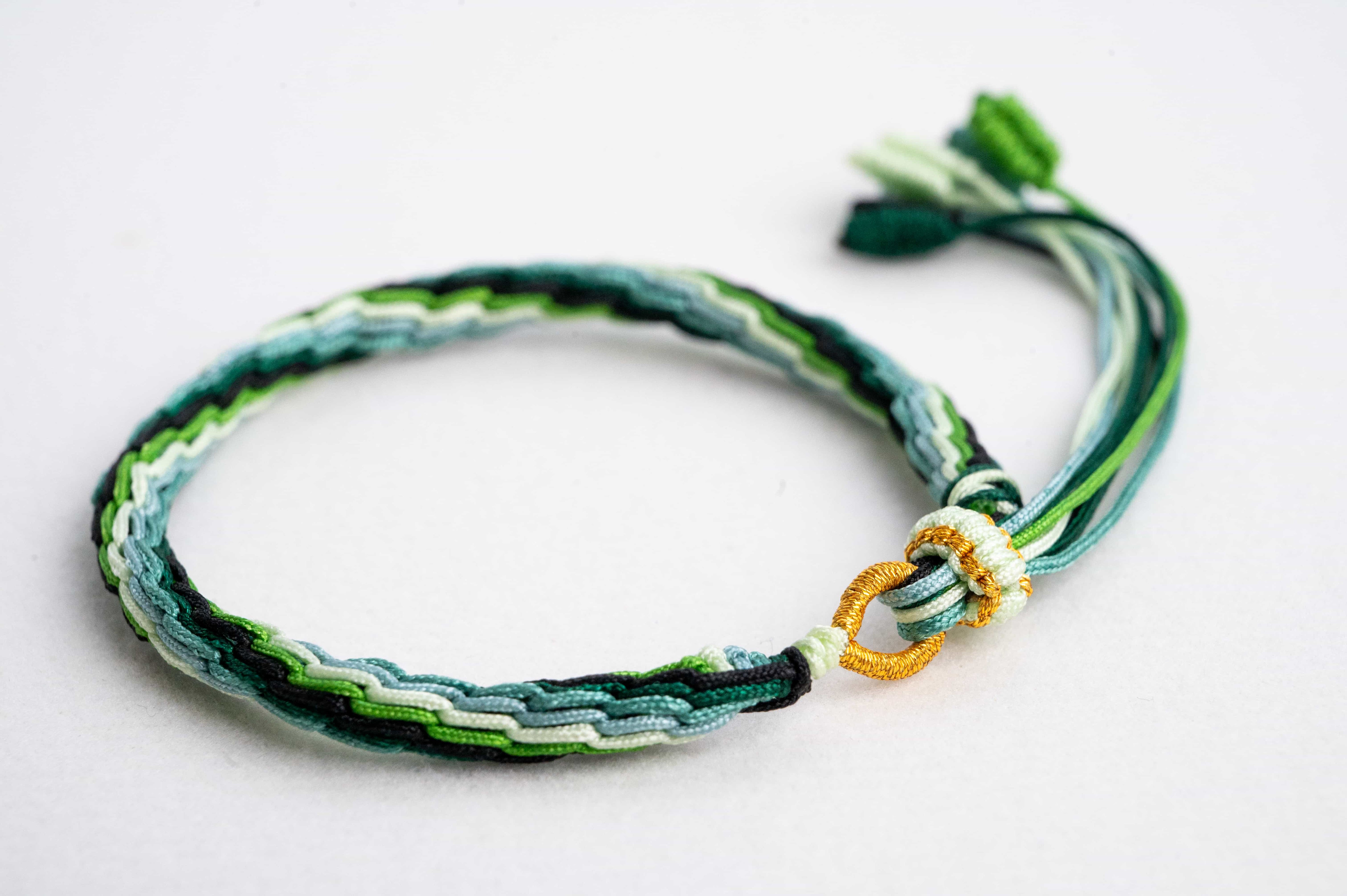 "RAIN WATER": Green and Light Blue Handmade Braided Bracelet for Clarity