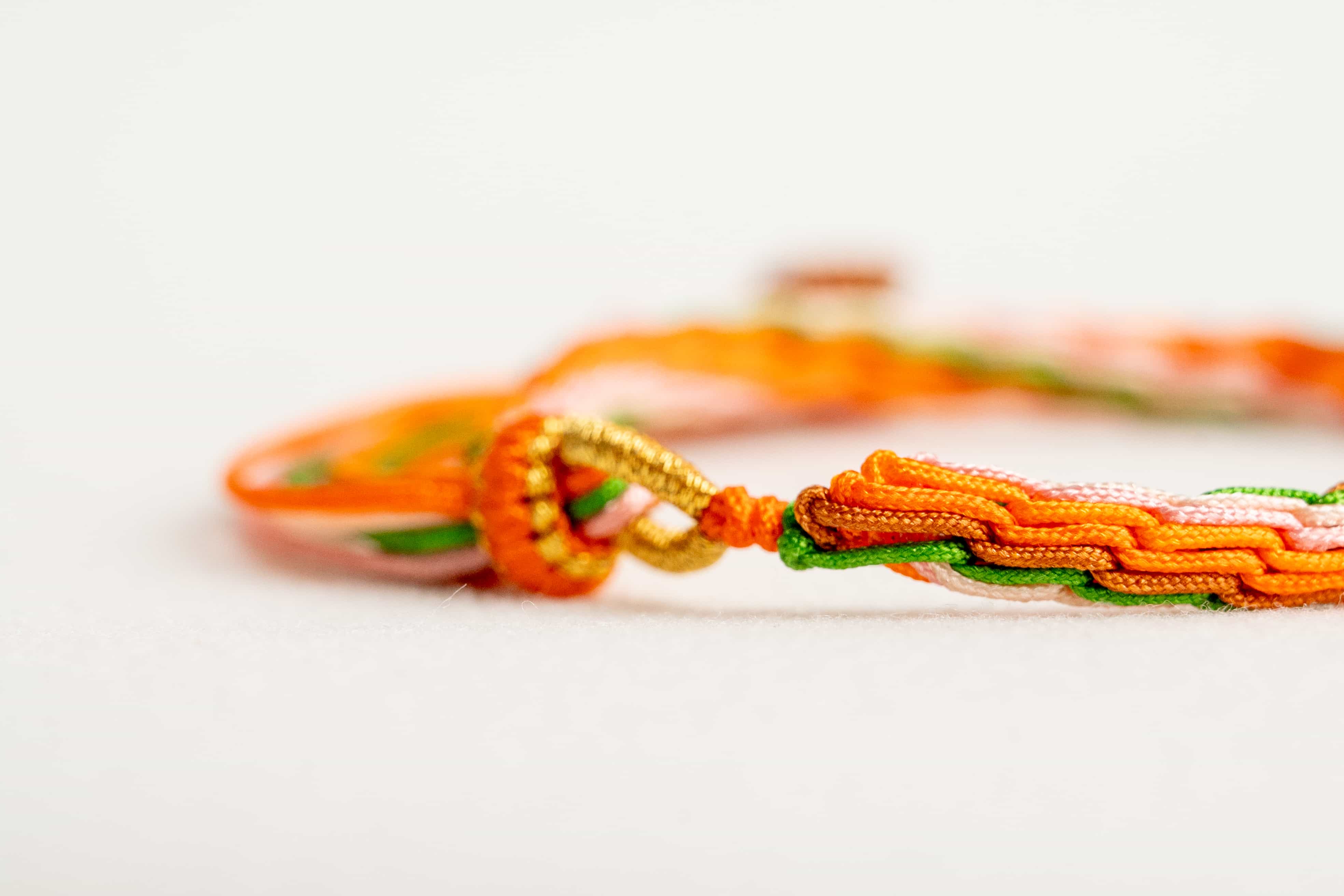 "FROST'S DESCENT": Orange & Yellow Handmade Braided Bracelet for Serenity