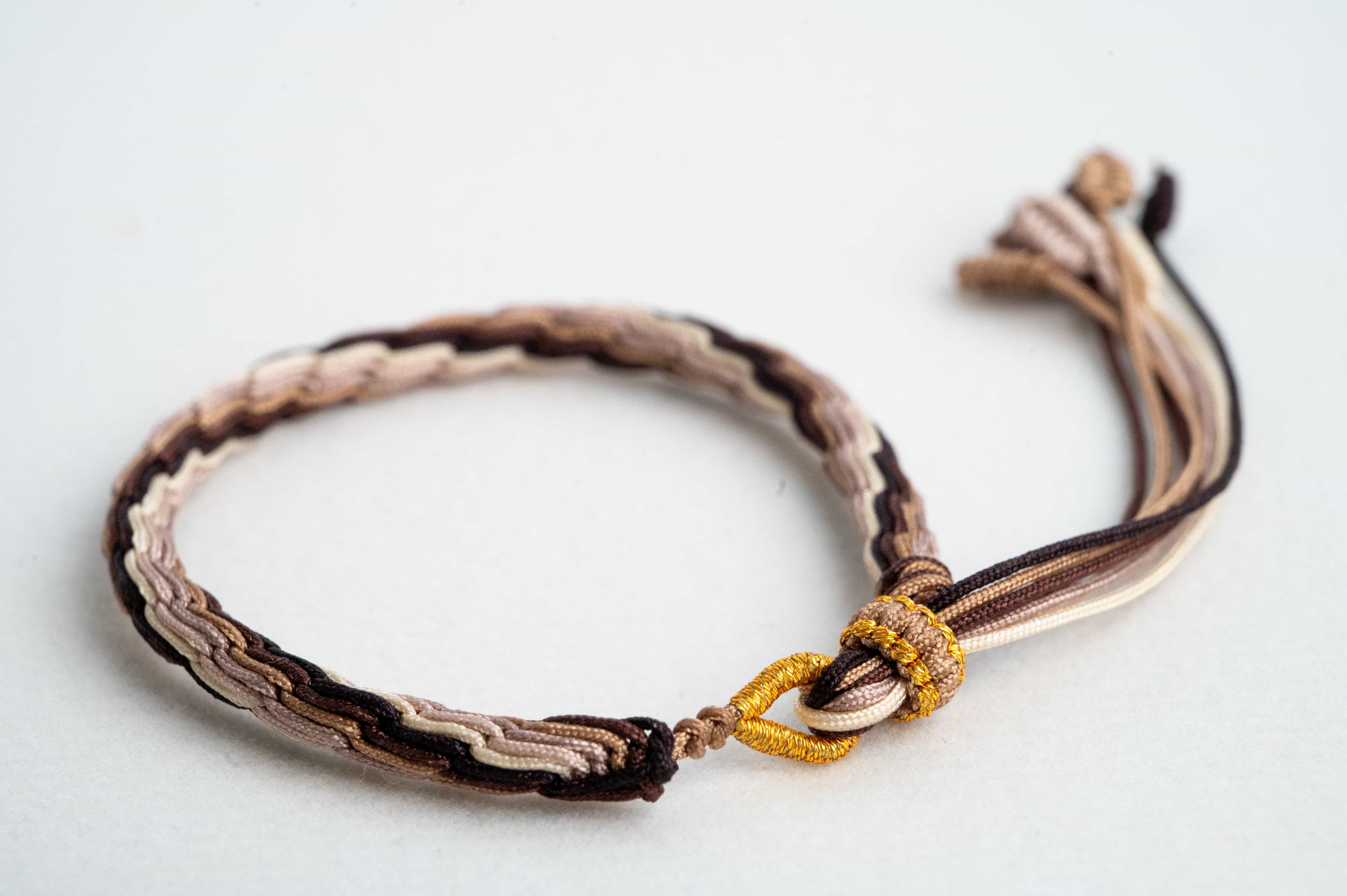 "BEGINNING OF SPRING": Brown and Maroon Handmade Braided Bracelet for New Beginning