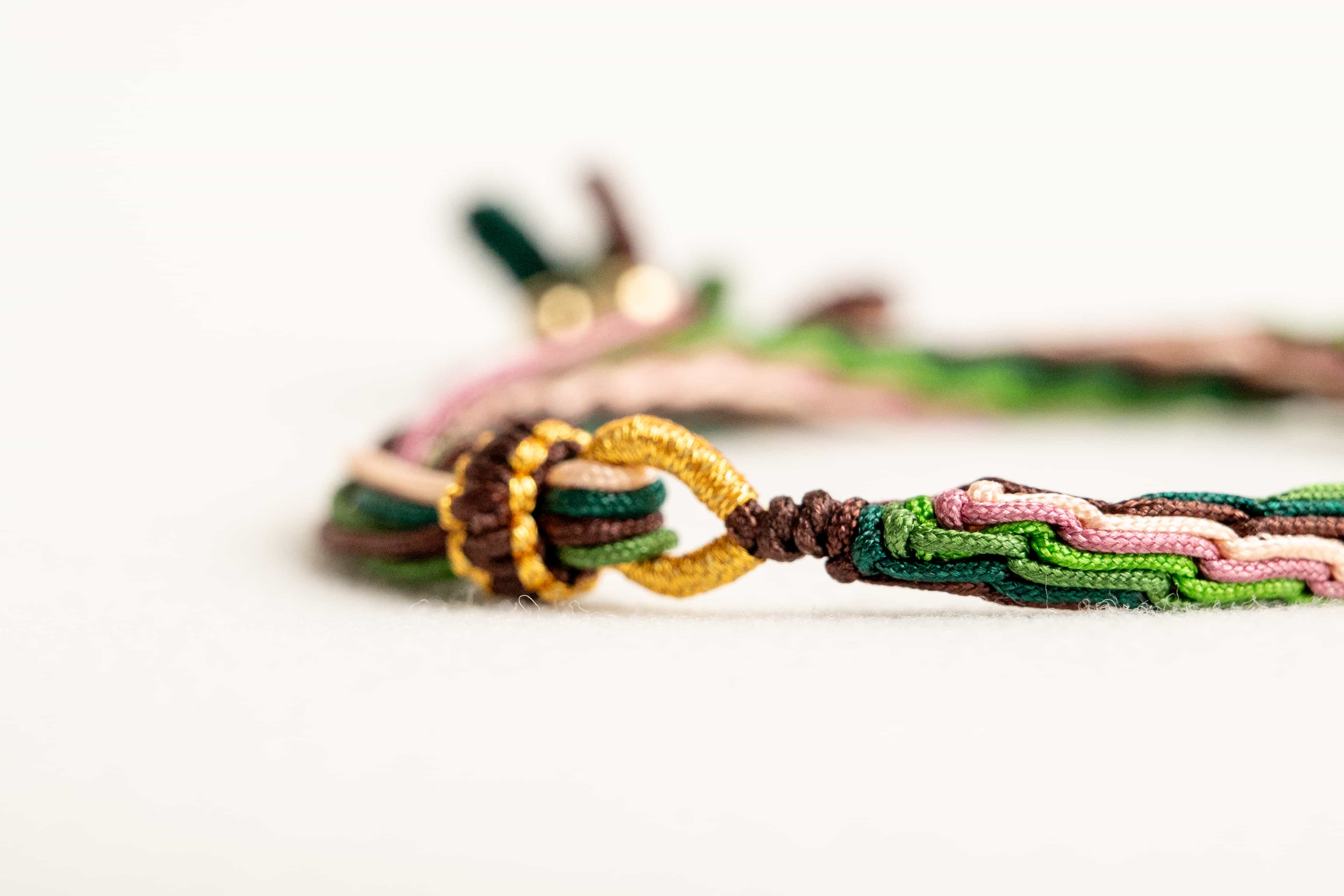 "WHITE DEW": Green & Brown Handmade Braided Bracelet for Balance