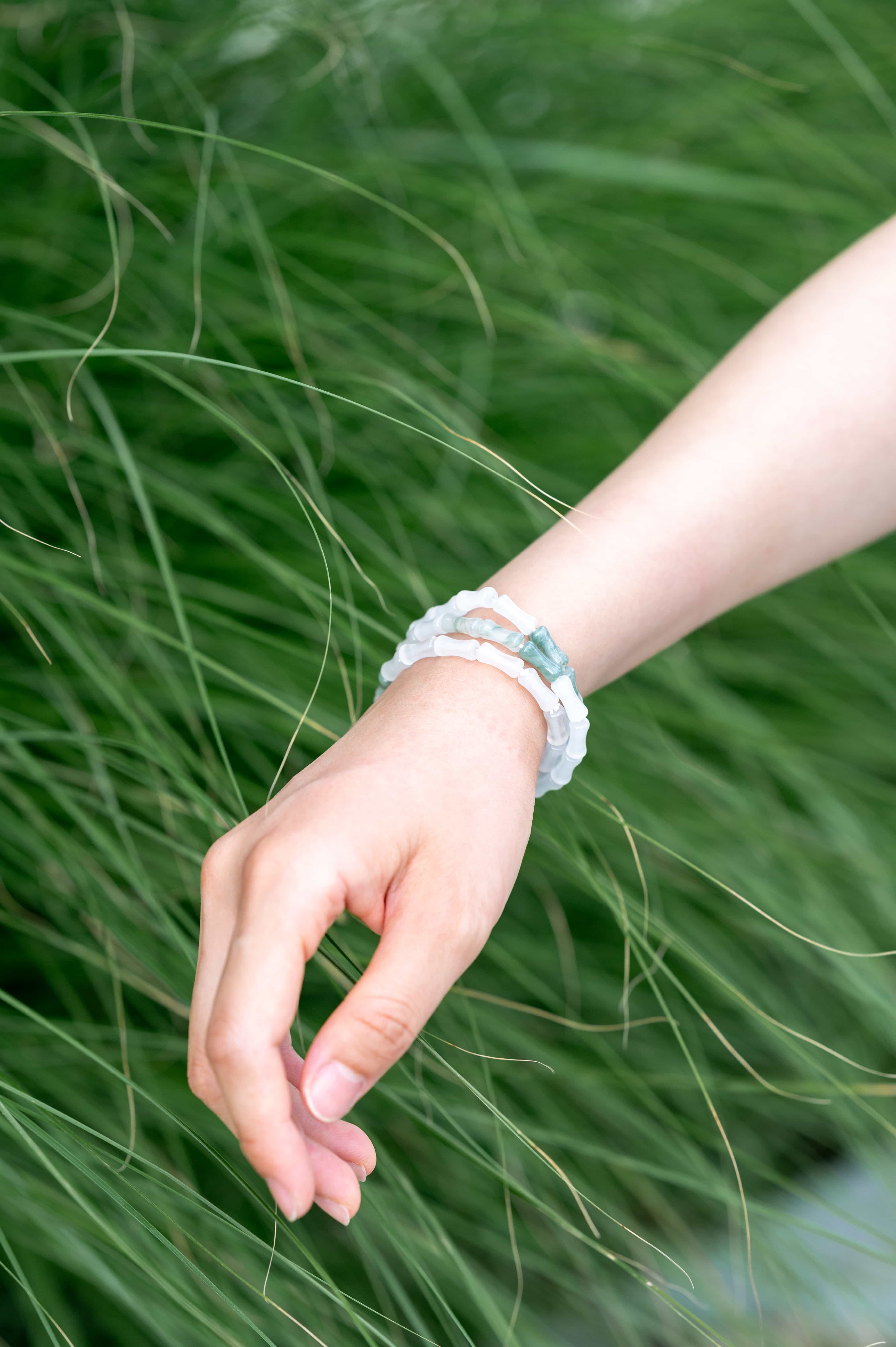 POSITIVE ENERGY TianShan Blue Jade inspired Bamboo Knot Bracelet