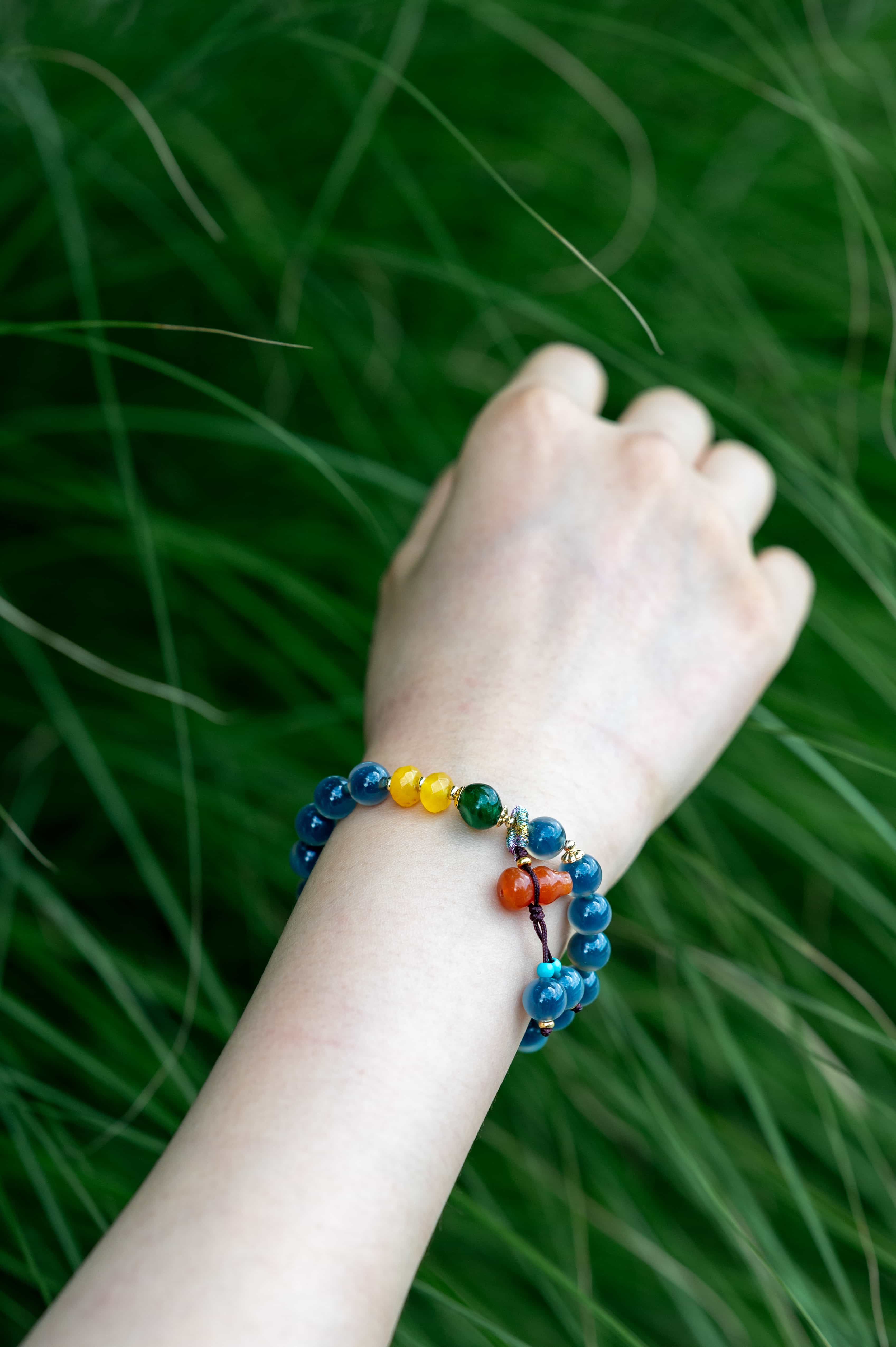 POSITIVE ENERGY Blue Agate & Topaz and Malaysian Jade inspired Bracelet