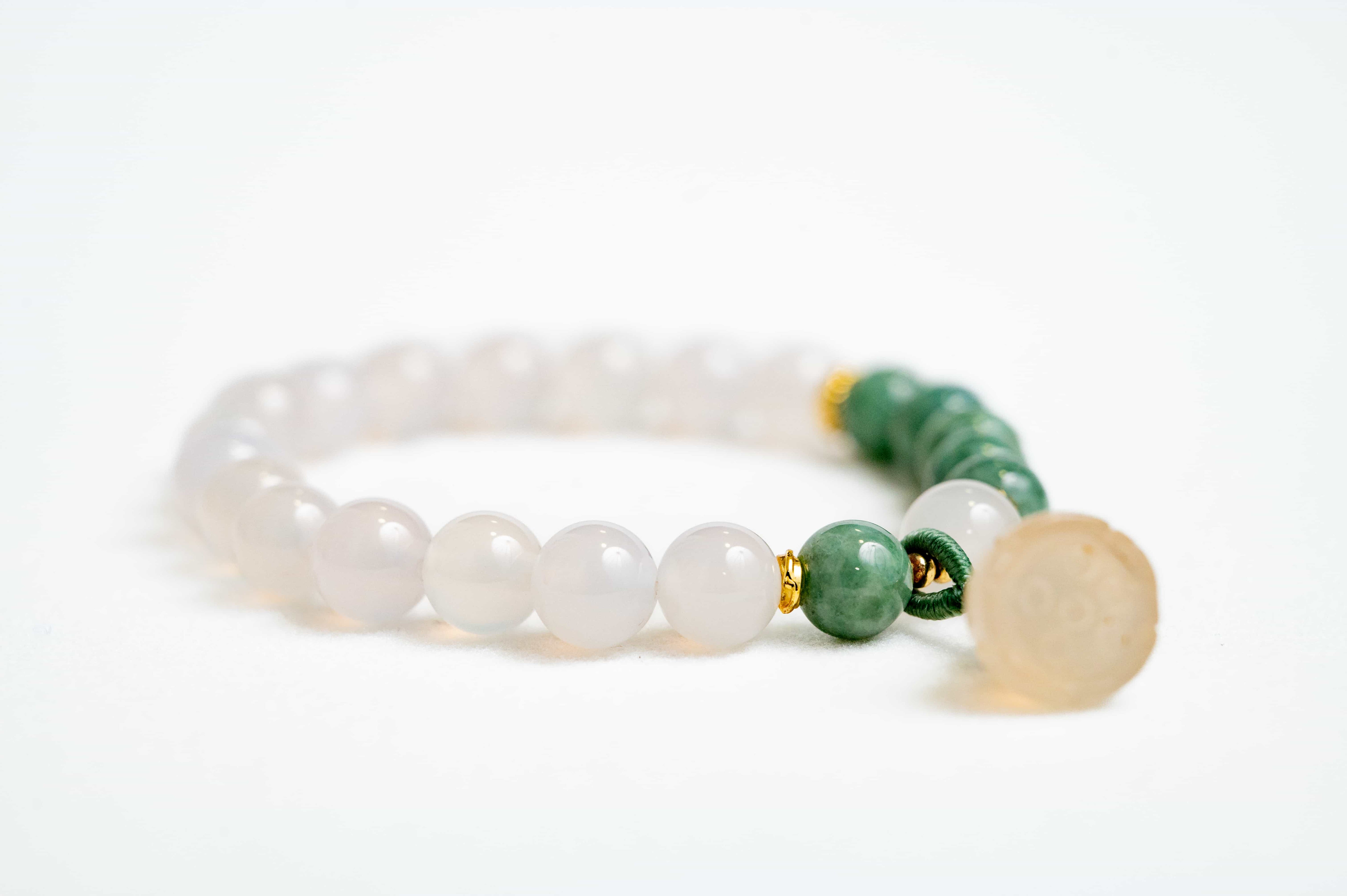 POSITIVE ENERGY White Agate Jade inspired Bracelet