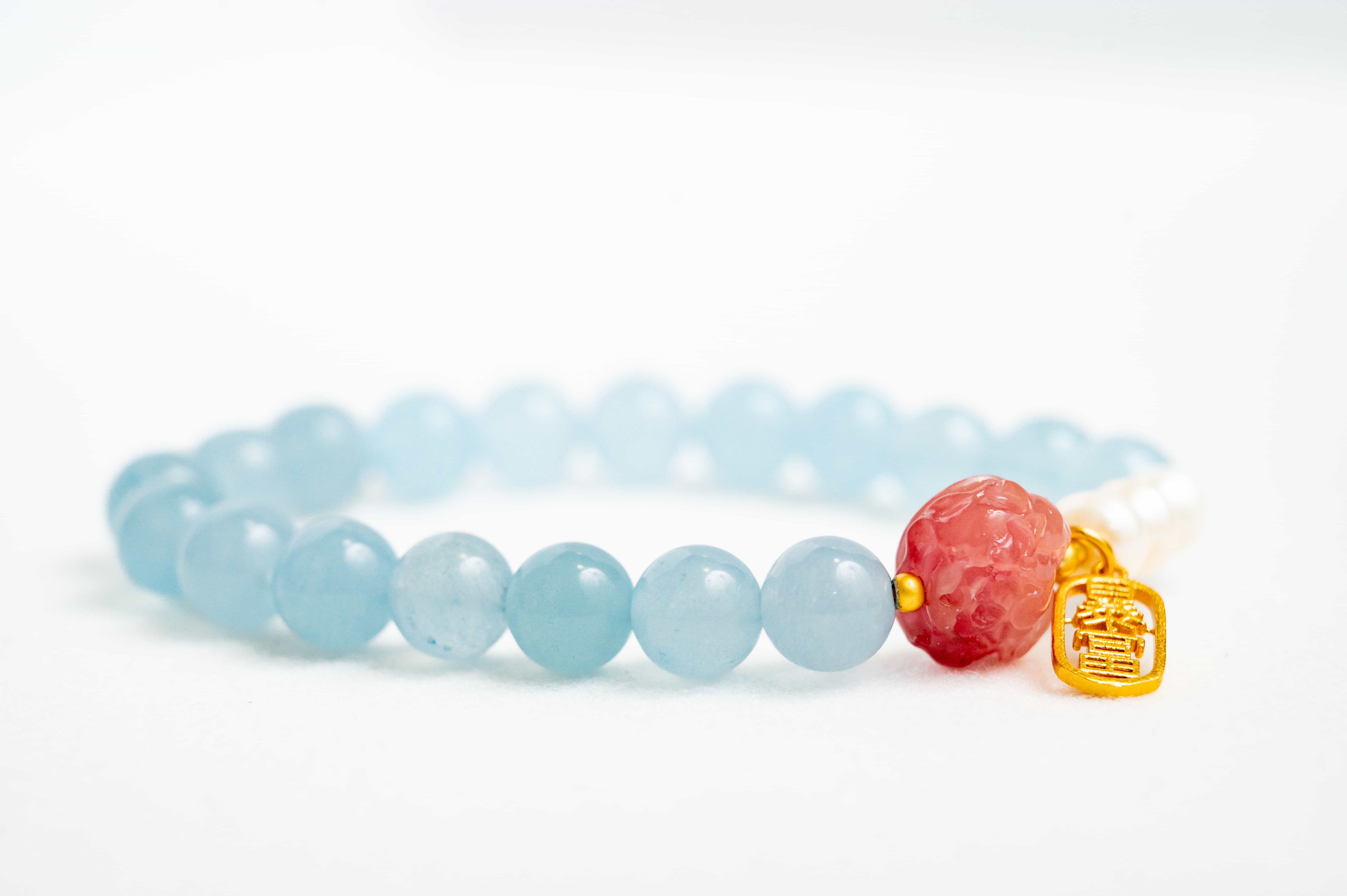 POSITIVE ENERGY Larimar inspired and Pearl Bracelet