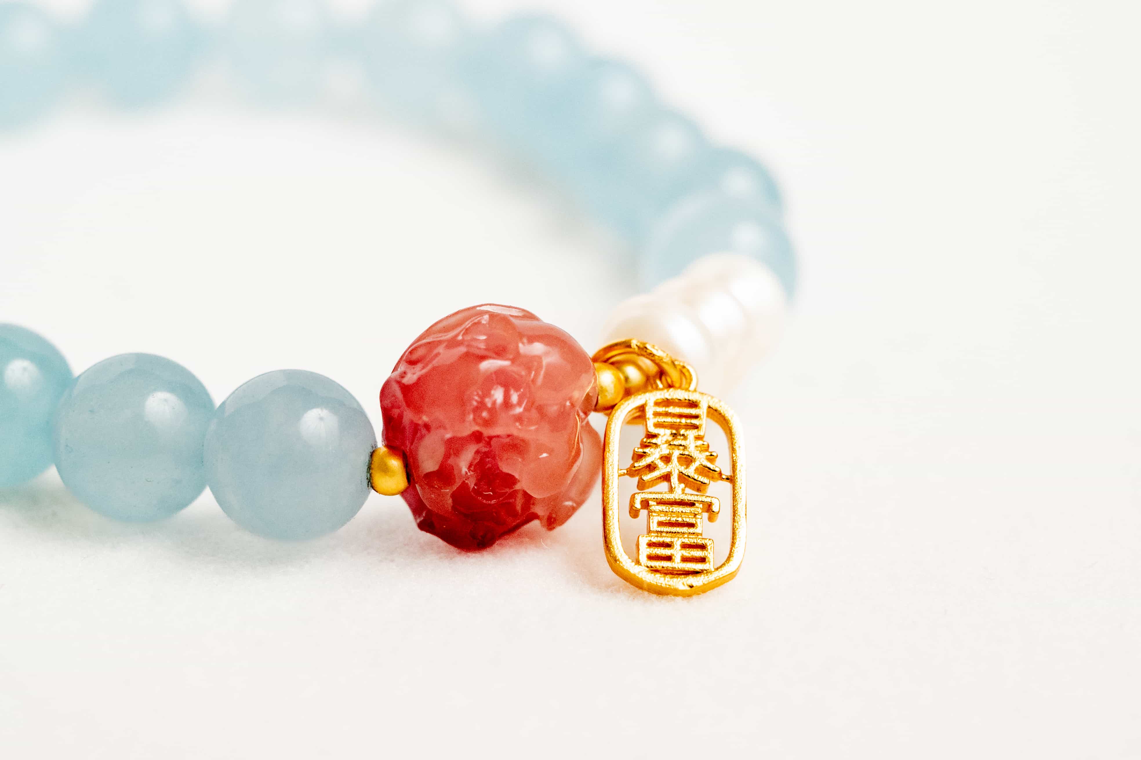 POSITIVE ENERGY Larimar inspired and Pearl Bracelet