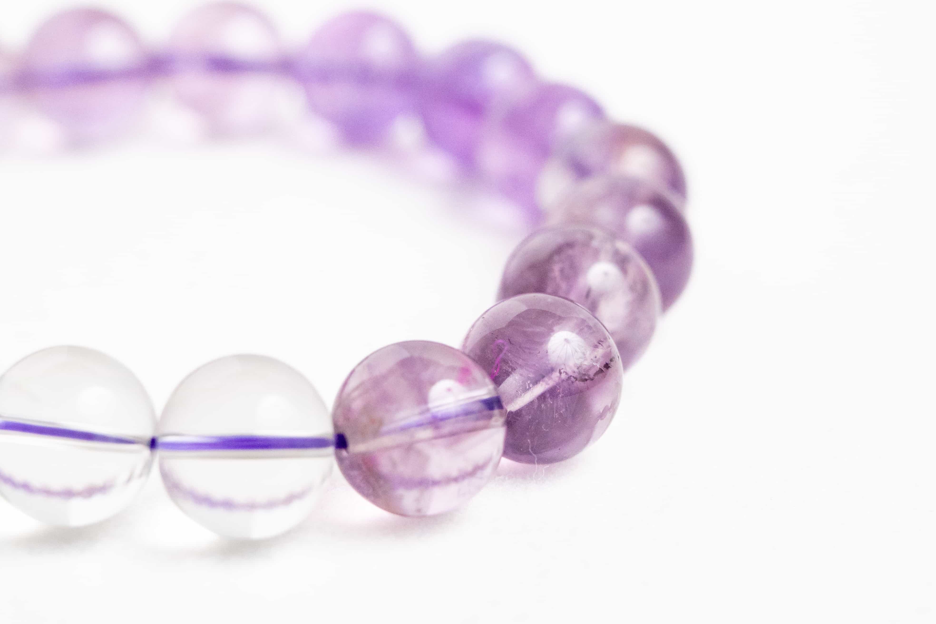 POSITIVE ENERGY Amethyst, White Crystal and Aquamarine bracelet