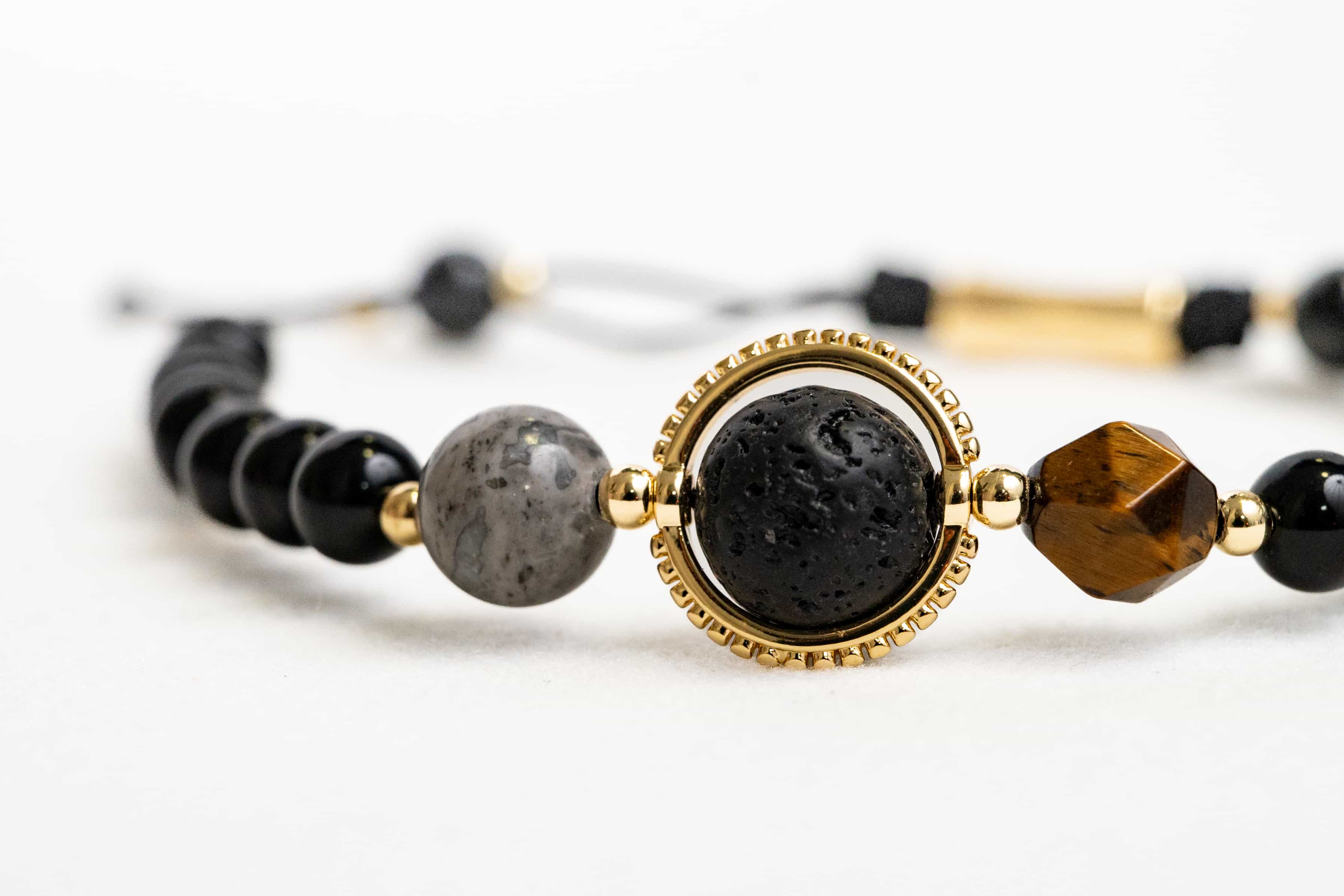 POSITIVE ENERGY Fortune-Turning Lava Stone & Obsidian Bracelet