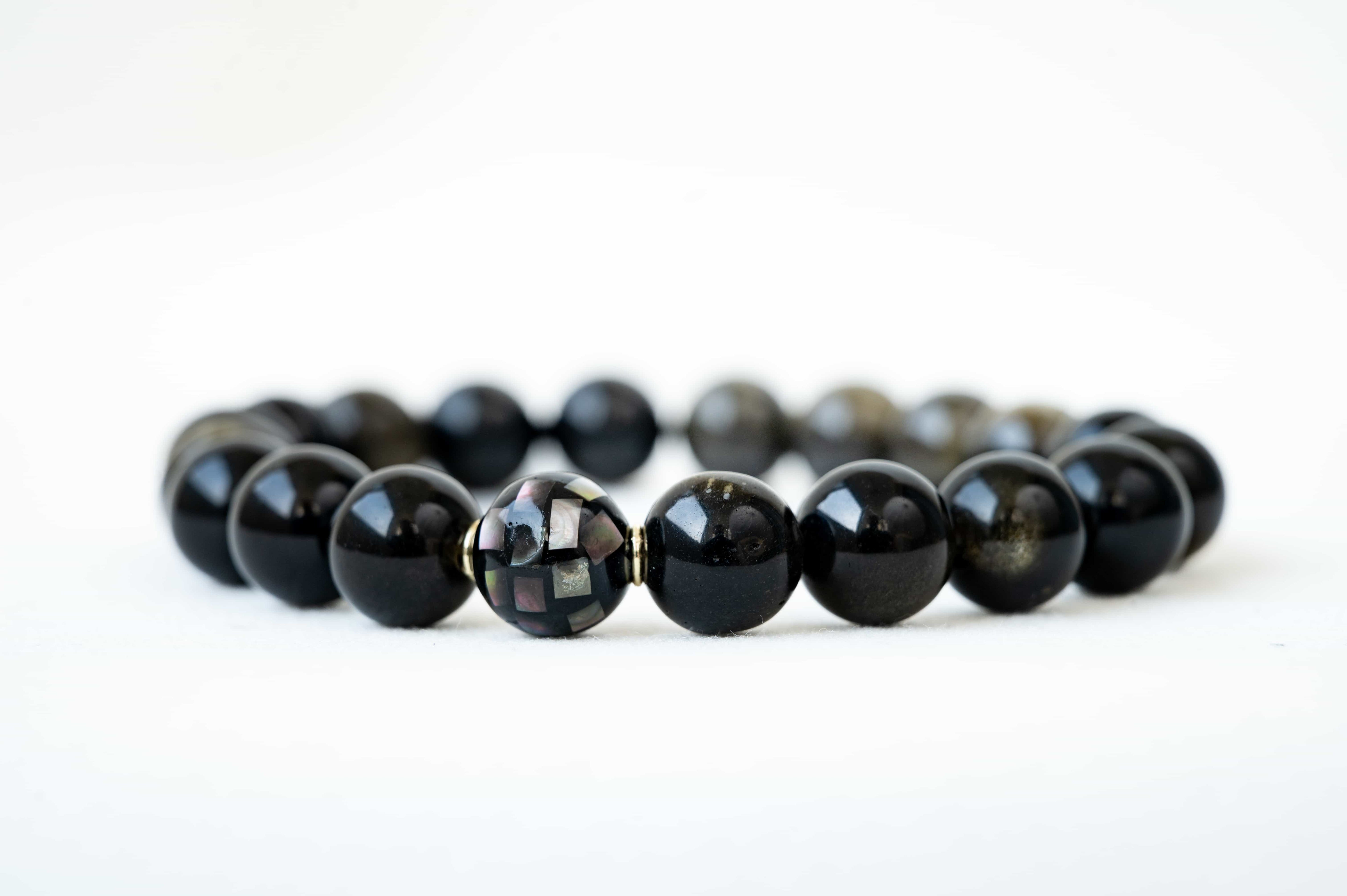 POSITIVE ENERGY Black Gold inspired Obsidian Bracelet