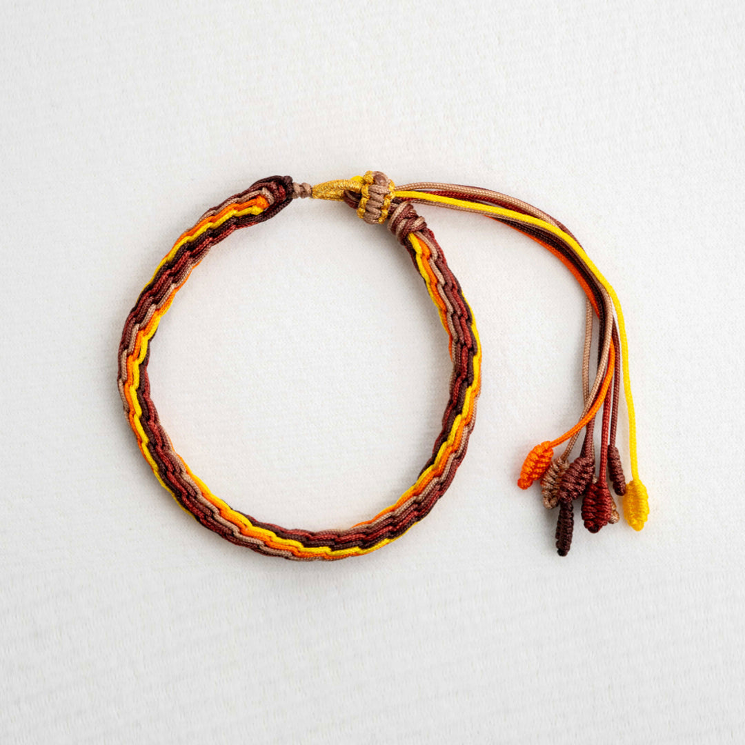 "MAJOR COLD": Yellow & Maroon Handmade Braided Bracelet for Inner Peace