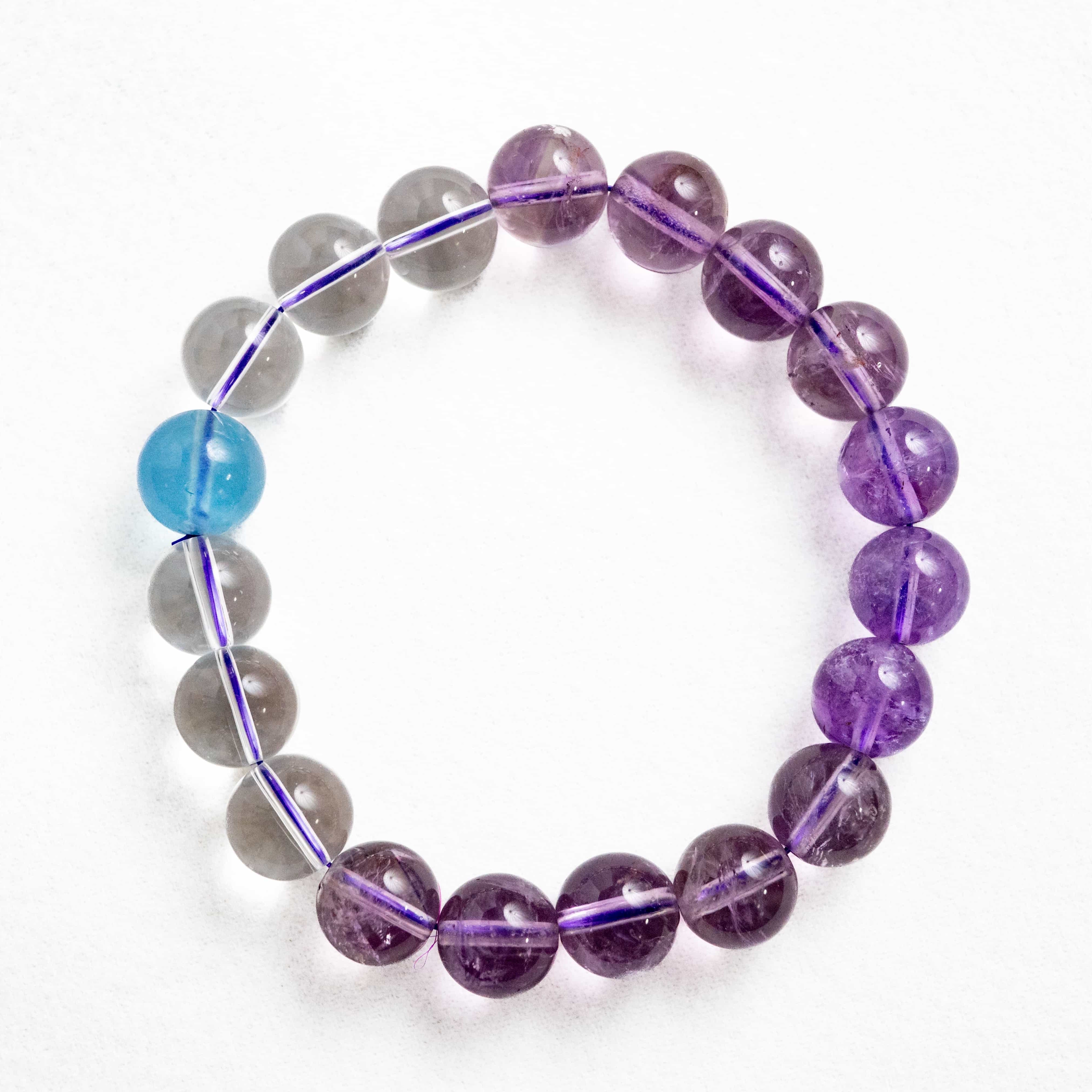 POSITIVE ENERGY Amethyst, White Crystal and Aquamarine bracelet