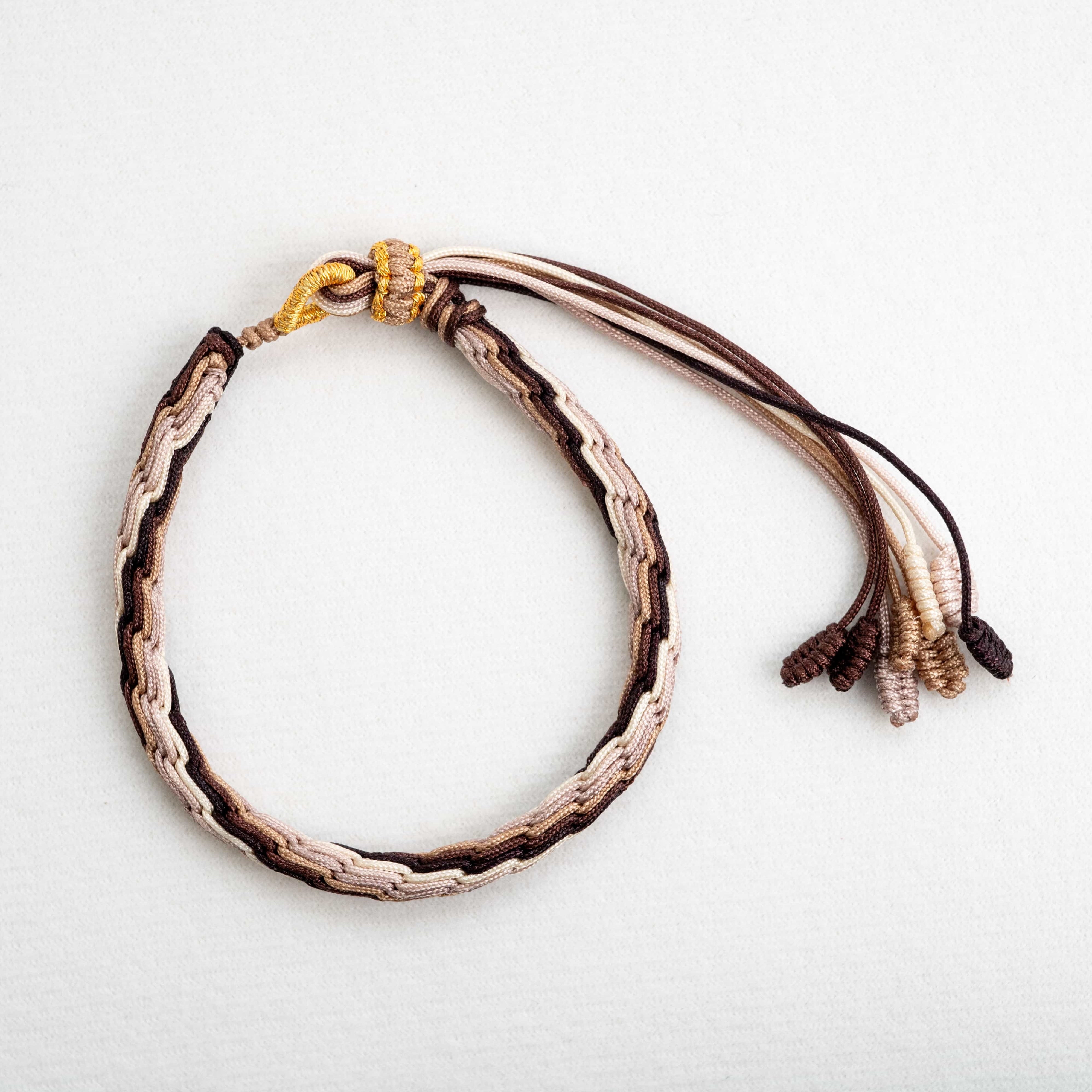 "BEGINNING OF SPRING": Brown and Maroon Handmade Braided Bracelet for New Beginning