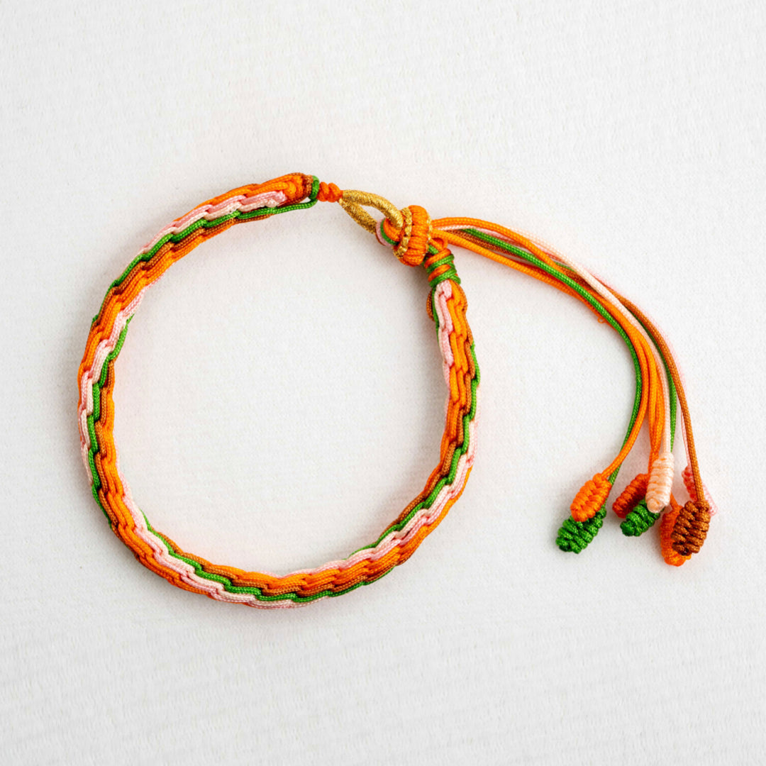 "FROST'S DESCENT": Orange & Yellow Handmade Braided Bracelet for Serenity