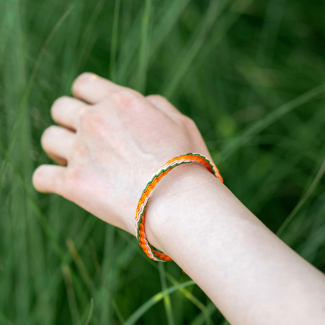 "FROST'S DESCENT": Orange & Yellow Handmade Braided Bracelet for Serenity