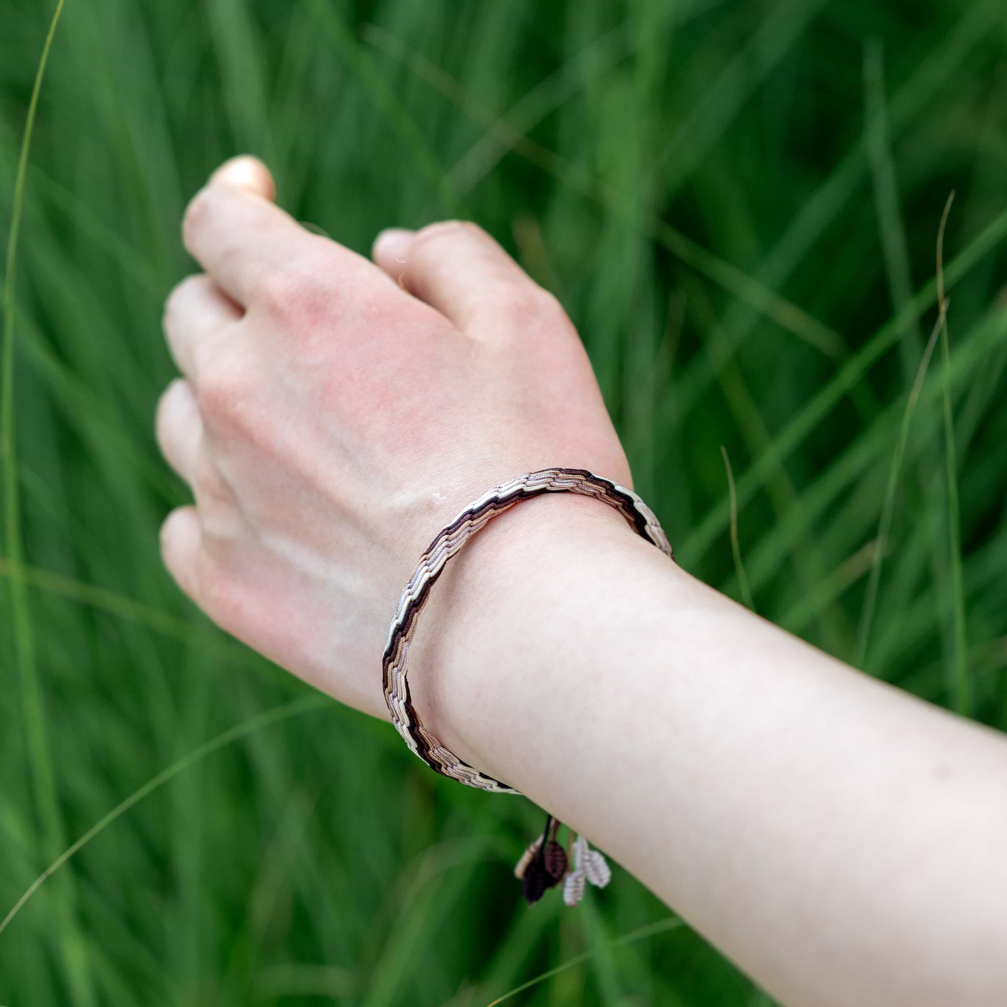 "BEGINNING OF SPRING": Brown and Maroon Handmade Braided Bracelet for New Beginning