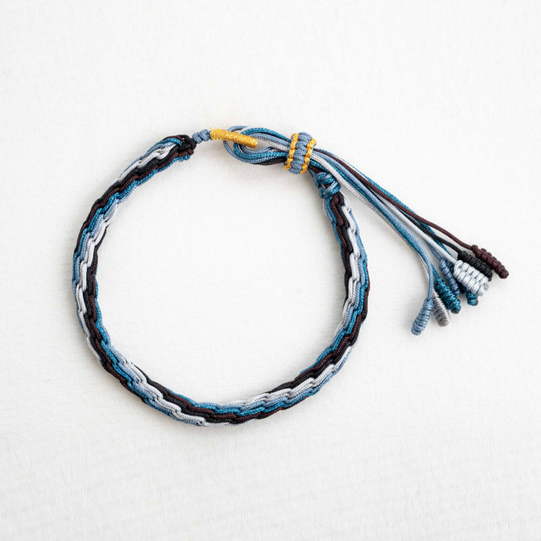 “MINOR COLD": Blue & White Handmade Braided Bracelet for Patience