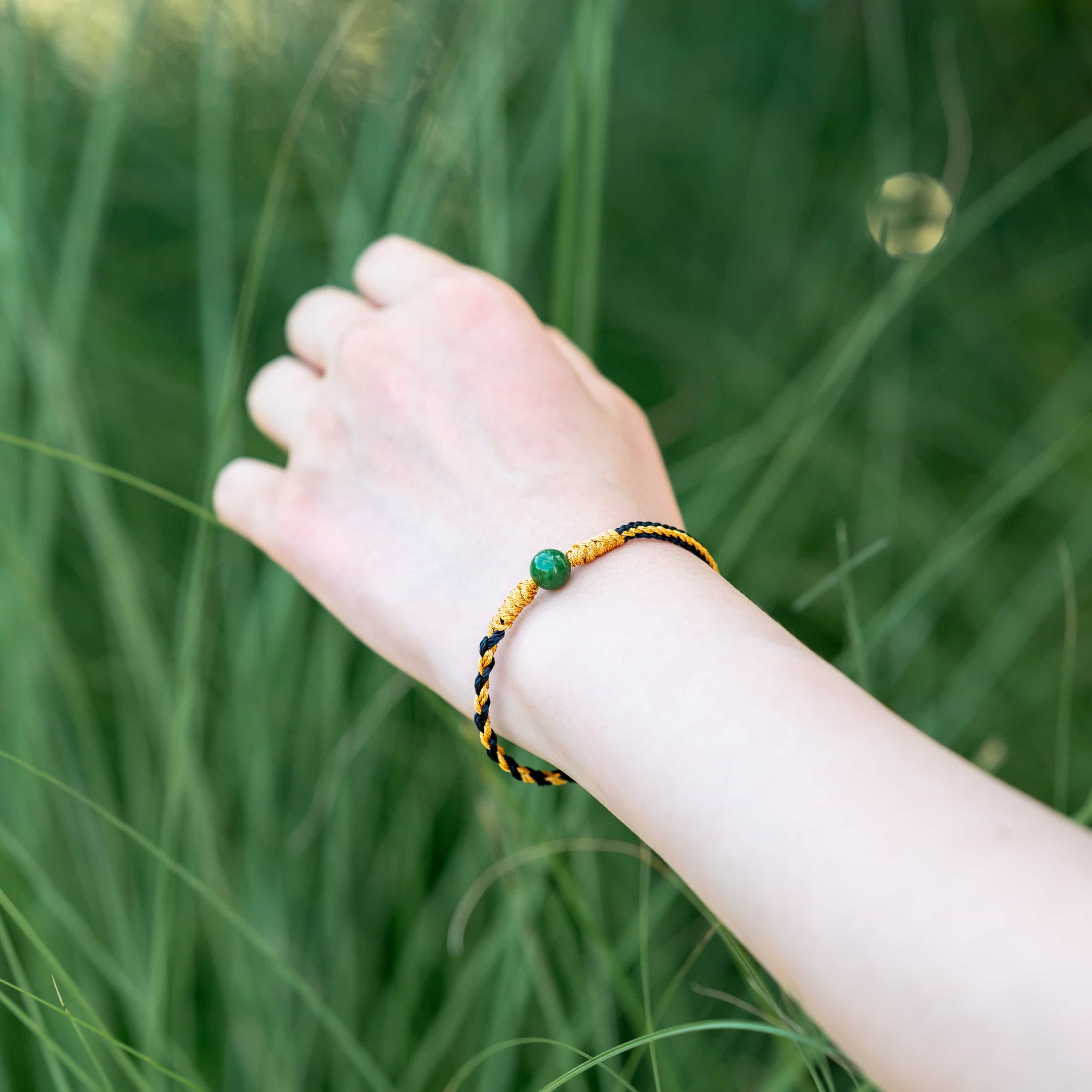 EARTH: Jasper Bead Black & Gold Braided Bracelet