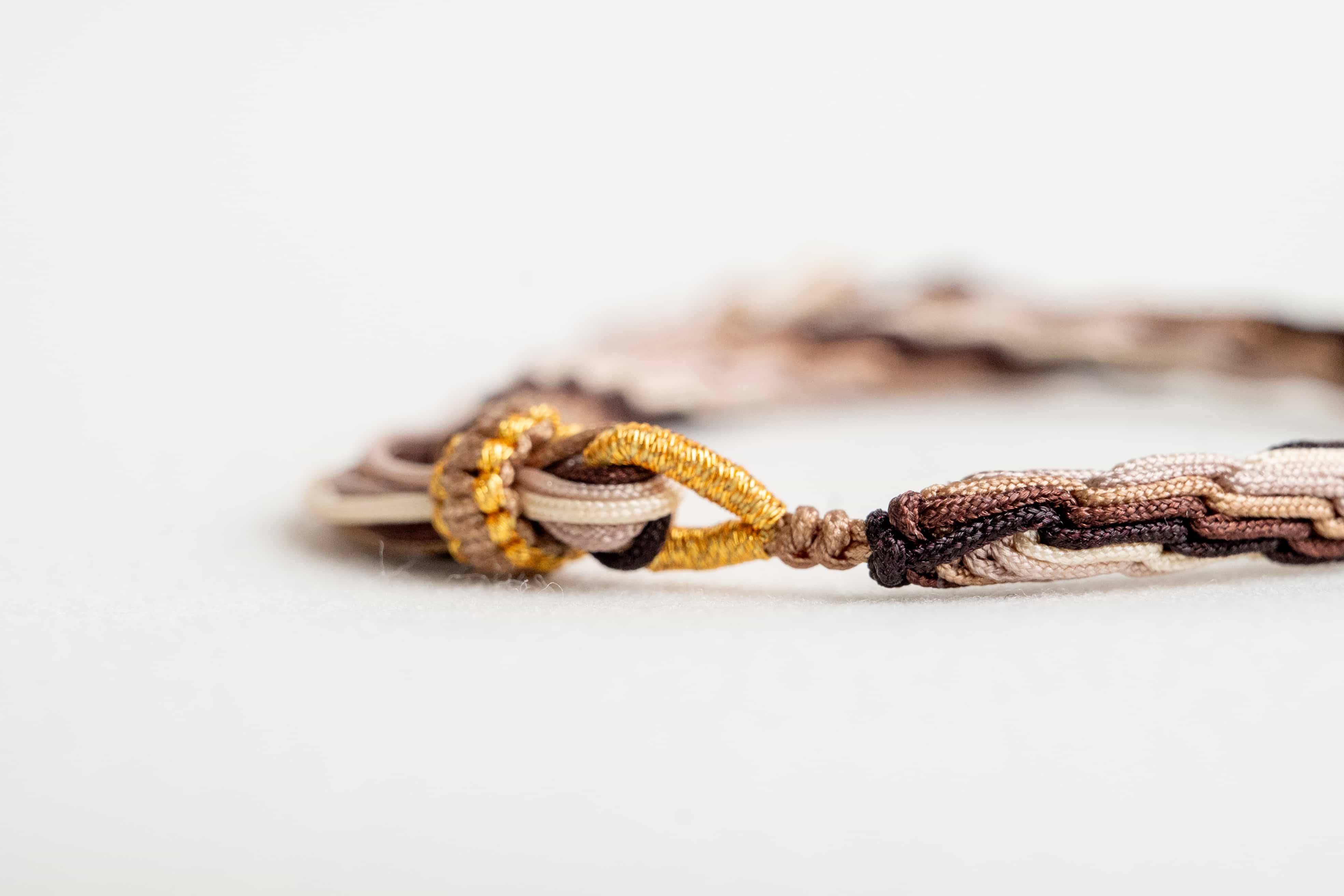 "BEGINNING OF SPRING": Brown and Maroon Handmade Braided Bracelet for New Beginning