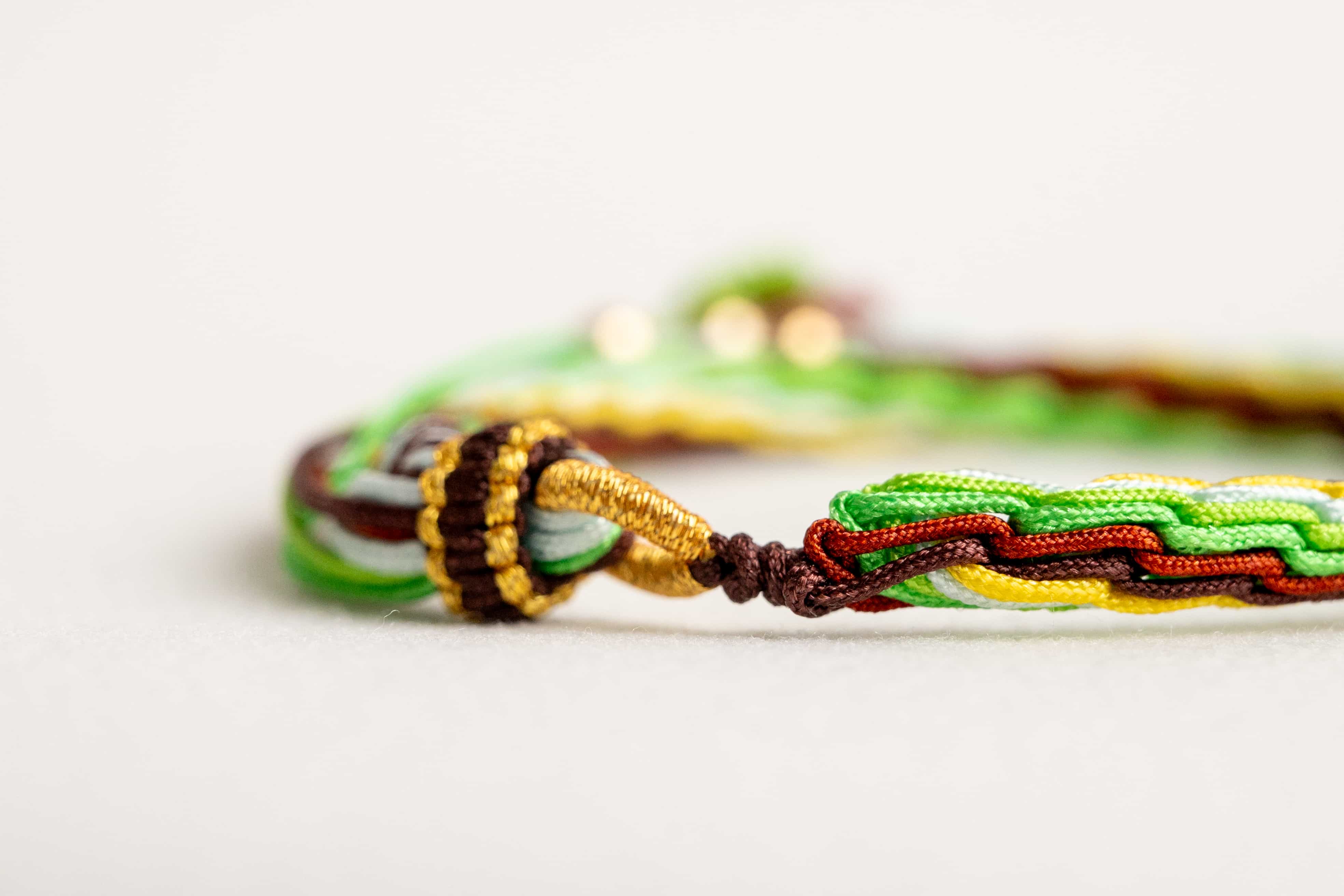 "GRAIN BUDS": Yellow, Green and Brown Handmade Braided Bracelet for Courage