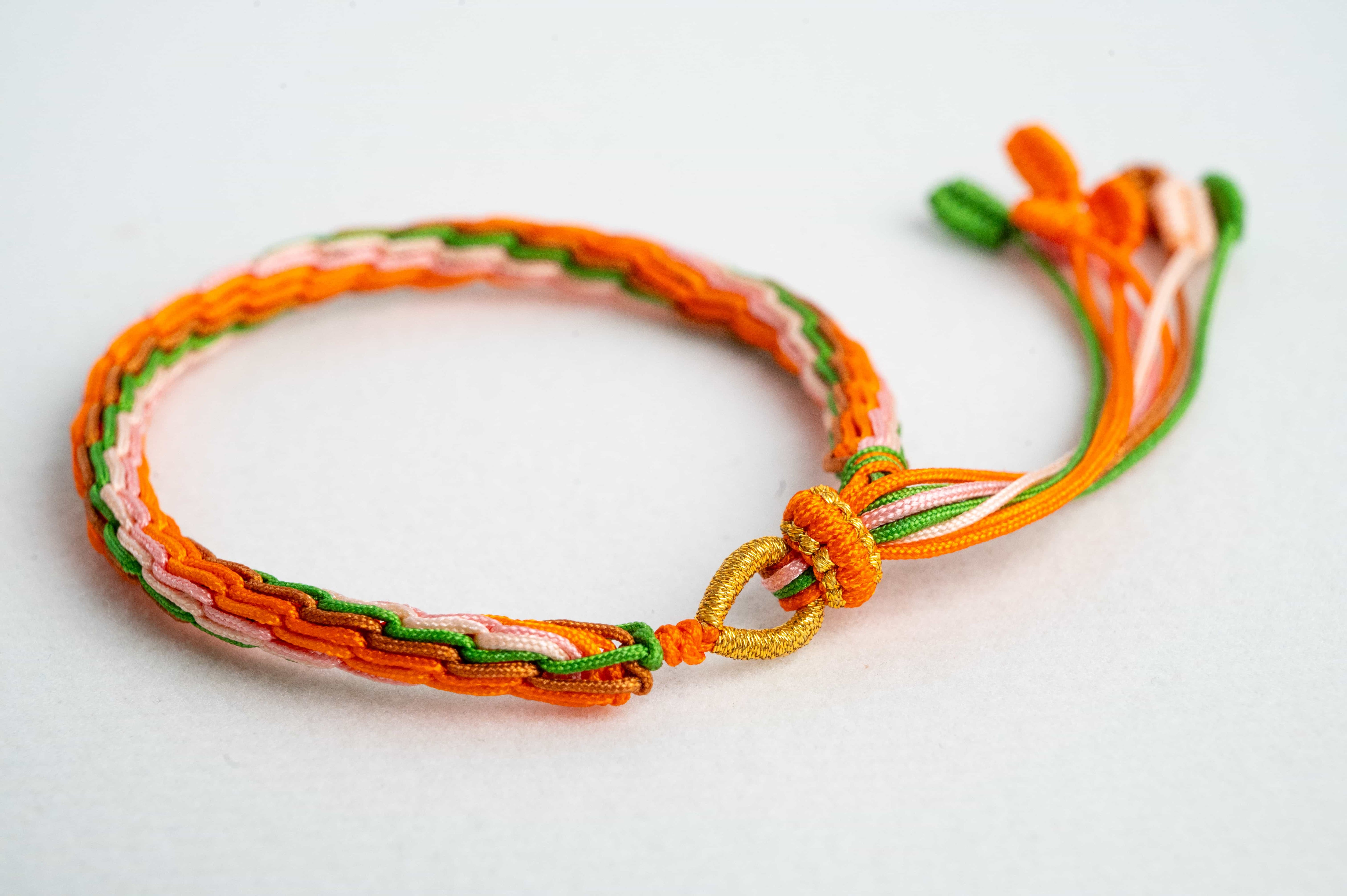 "FROST'S DESCENT": Orange & Yellow Handmade Braided Bracelet for Serenity