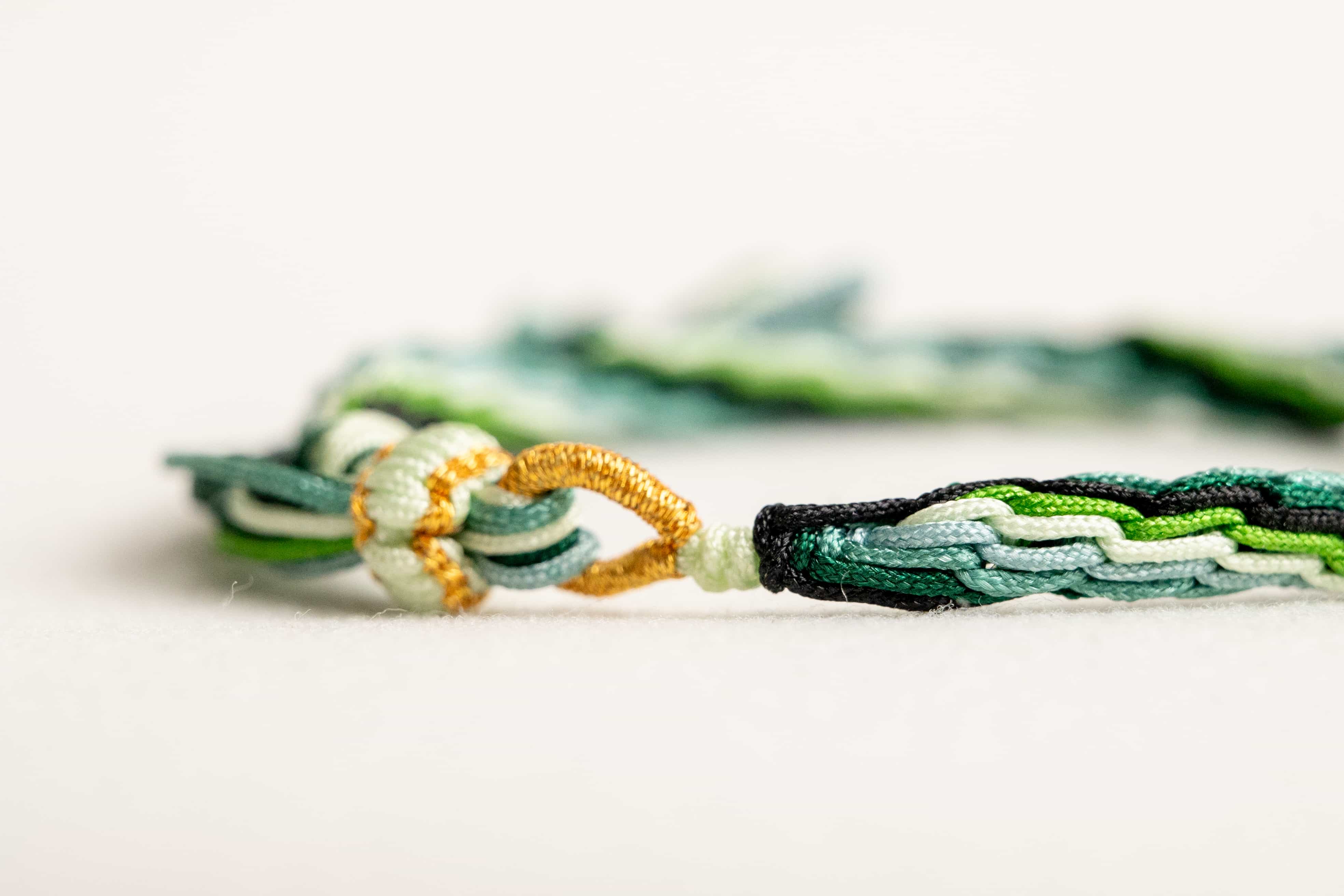 "RAIN WATER": Green and Light Blue Handmade Braided Bracelet for Clarity