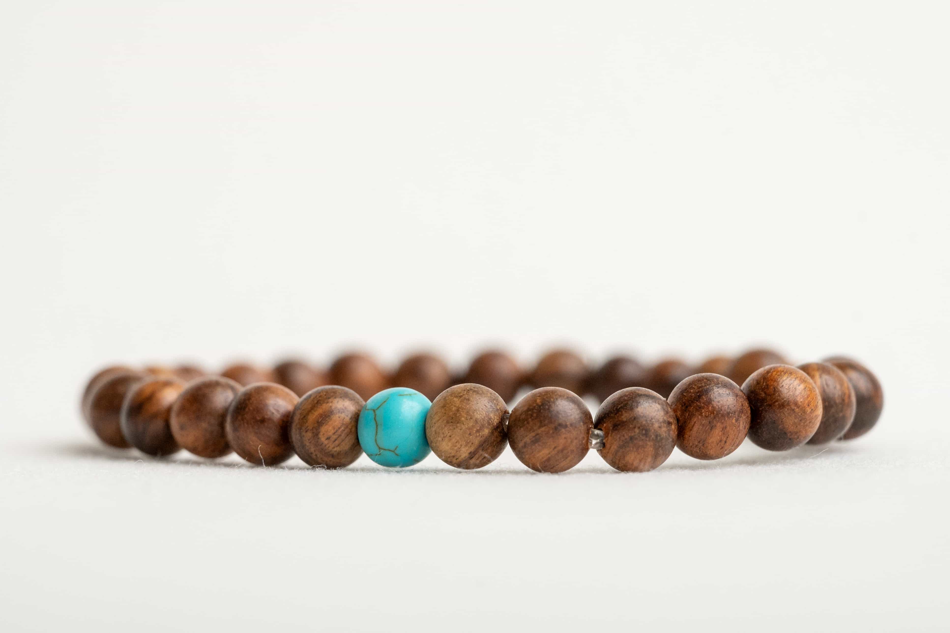 HEALING PROTECTION: Agarwood Beads Bracelet with Turquoise Center Stone